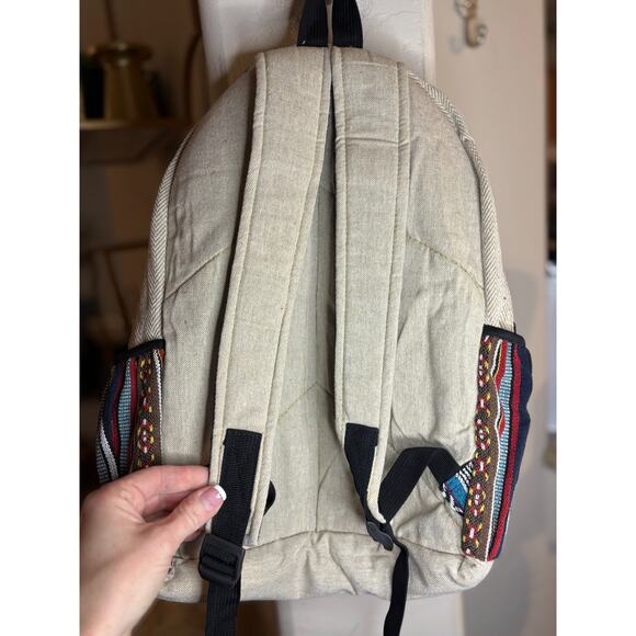 handmade multi-colored Himalayan hemp backpack eco - friendly